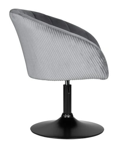Кресло дизайнерское  8600_BlackBase-LM EDISON BLACK, цвет сиденья серый велюр (1922-19), цвет основания черный Dobrin, серый/велюр, ножки/металл/чёрный, размеры - 750*900***600*570 фото 3
